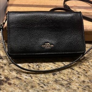 Coach Anna Black Pebbled Leather Crossbody Bag